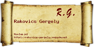 Rakovics Gergely névjegykártya